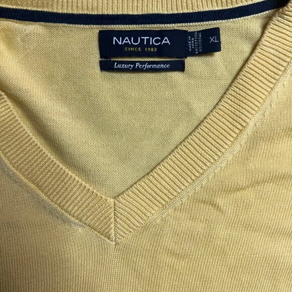 Nautica Luxury Performance XL Long Sleeve Knit Pullover Sweater Pale Yellow (Z) - Picture 4 of 7